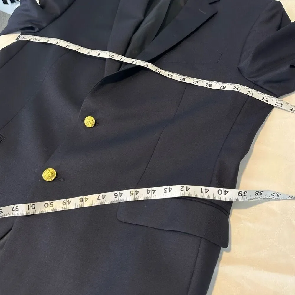 Lauren Ralph‎ Lauren 100% Wool Blazer Jacket Men’s 42L Navy Blue w Gold Buttons